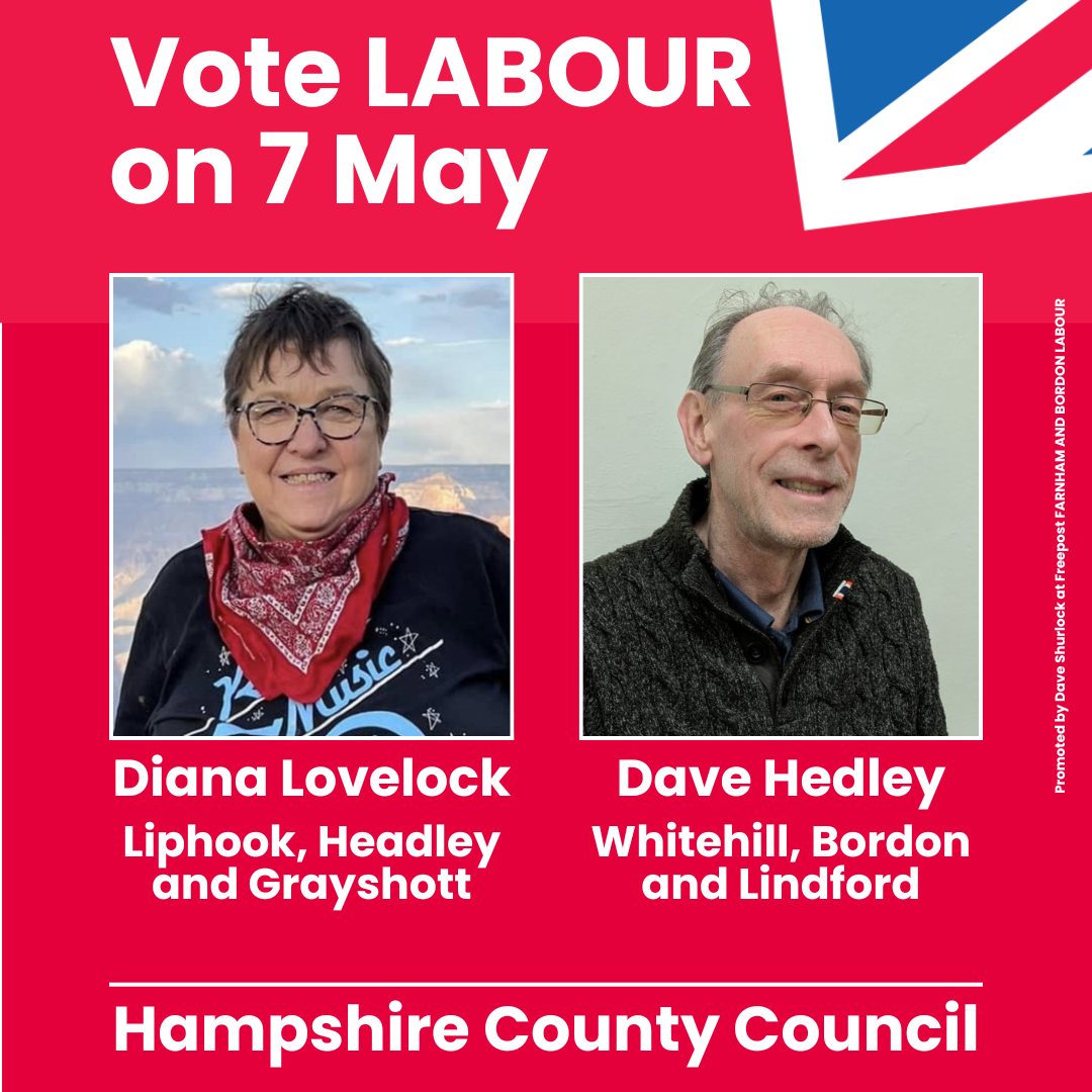 Labour's Hampshire County Council election candidates, Diana Lovelock and Dave Hedley