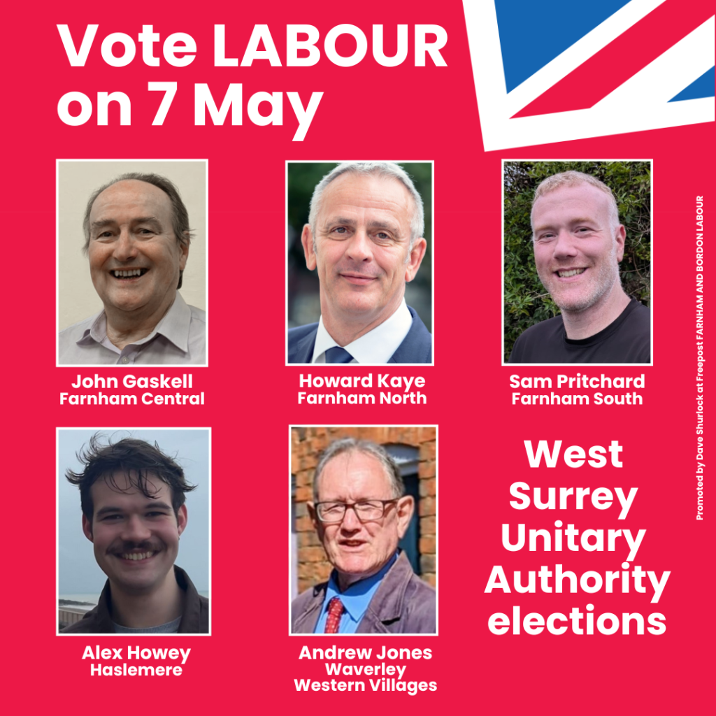 Labour's five candidates in the West Surrey Unitary Authority elections on 7 May 2026